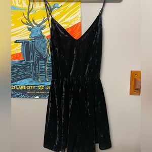 Velvet Black Romper Dress